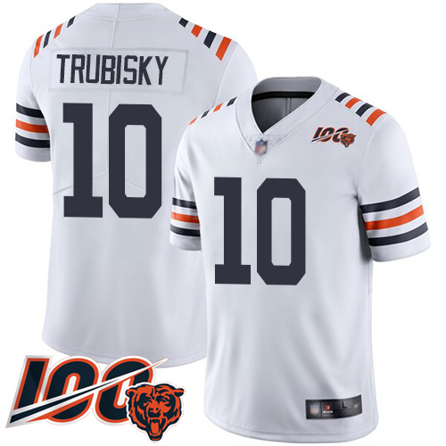 Chicago Bears Limited White Men Mitchell Trubisky Jersey NFL Football 10 100th Season